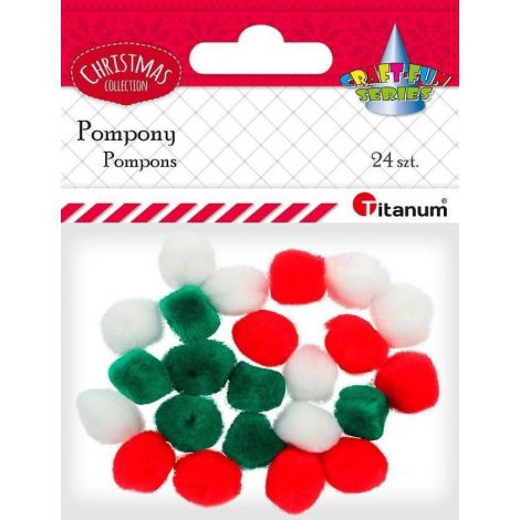 Pompony kreatywne Titanum Świąteczne, 24szt